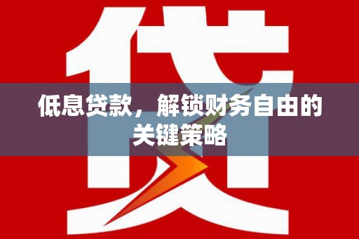 金华低息贷款，解锁财务自由的关键策略