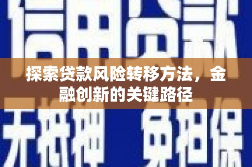 金华探索贷款风险转移方法，金融创新的关键路径