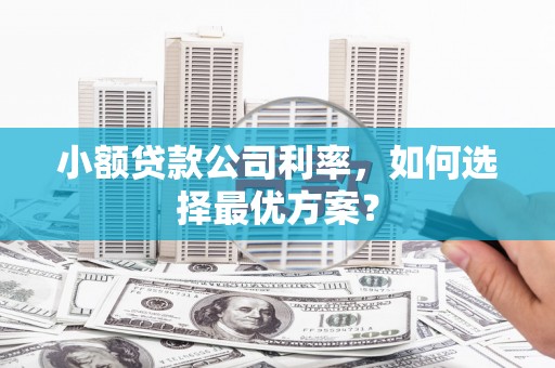 金华小额贷款公司利率，如何选择最优方案？