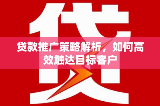 金华贷款推广策略解析，如何高效触达目标客户