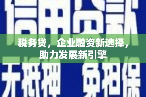 金华税务贷，企业融资新选择，助力发展新引擎