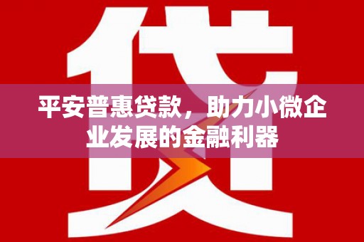 金华平安普惠贷款，助力小微企业发展的金融利器